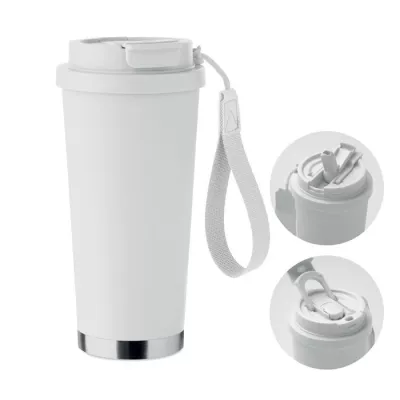 Kubek termiczny 2 w 1 ze stali 500 ml TOPAZ LARGE - Bialy (MO2662-06)