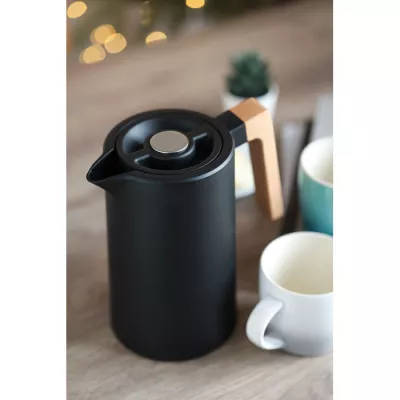 Dzbanek termiczny 1000 ml z drewnianym uchwytem SERVIR - Czarny (MO2674-03)