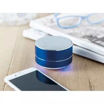 Głośnik bezprzewodowy aluminiowy 3W z lampką SOUND - Niebieski (MO9155-37)