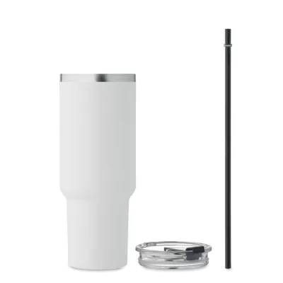 Kubek termiczny stalowy ze słomką 1200 ml SUMA - Bialy (MO2327-06)