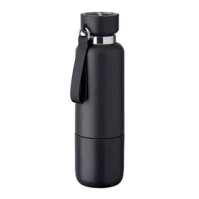Butelka termiczna stalowa z kubkiem 500 ml NOEKA - Czarny (MO2716-03)