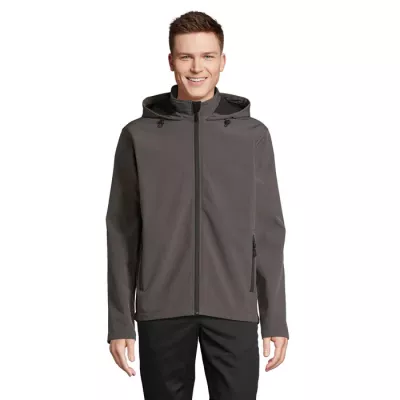 Softshell męski z kapturem Sol's RACE HOODED MEN - Szarość Węgla Drzewnego (S04447-CR)