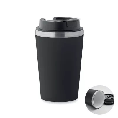 Kubek dwuścienny z powłoką ceramiczną 350 ml BLERM - Czarny (MO2572-03)
