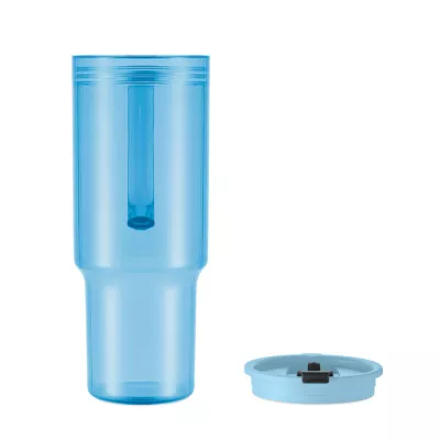 Kubek z RPET ze słomką 1200 ml MUGORA - Przezroczysty Blekitny (MO2964-52)