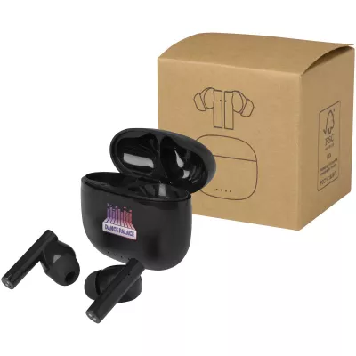 Alterf zestaw słuchawkowy True Wireless z technologią Bluetooth® z tworzyw sztucznych pochodzących z recyklingu i silikonowymi końcówkami dousznymi - Czarny (12448290)