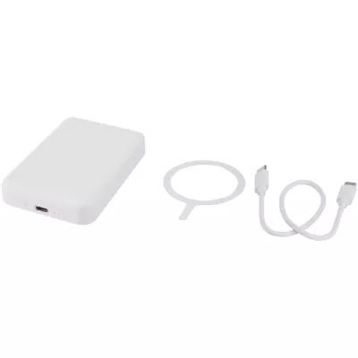 Acrab magnetyczny bezprzewodowy powerbank o pojemności 5000 mAh i mocy 15 W z technologią PD 20 W — wykonany z tworzyw sztycznych pochodzących z recyklingu. - Biały (12444101)