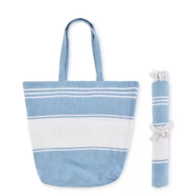 Torba plażowa z ręcznikiem hammam 180 g/m² HUMMUM - Turkusowy (MO2954-12)