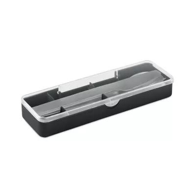 Zestaw sztućców stalowych w etui MESTECK - Czarny (MO2677-03)