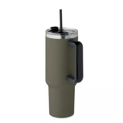 Kubek termiczny stalowy ze słomką 1200 ml SUMA - Ciemnozielony (MO2327-60)