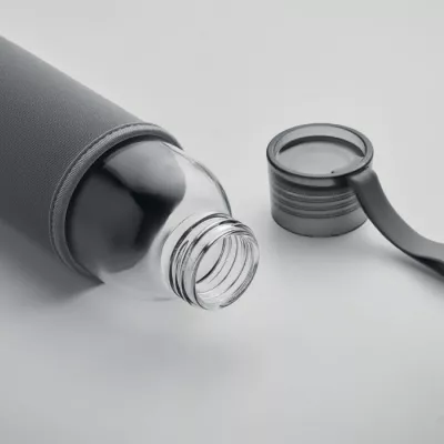 Butelka szklana z recyklingu 500 ml w etui EBOR - Szary (MO2089-07)