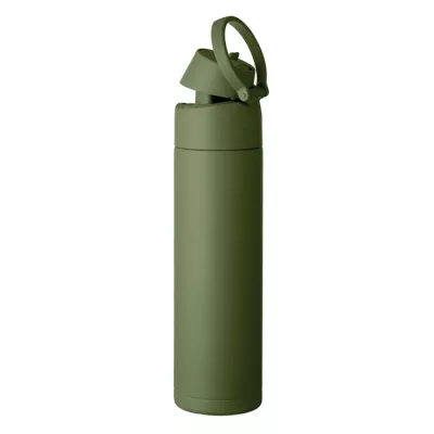 Butelka termiczna ze słomką 2 w 1 500 ml TOIEN TWO - Ciemnozielony (MO2988-60)