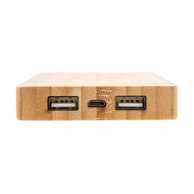 Bambusowy, bezprzewodowy power bank 4000 mAh - brązowy (P322.029)