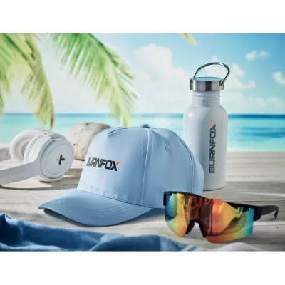 Czapka z daszkiem 5-panelowa z bawełny 160 g/m² BUZZ - Baby Blue (MO1447-66)