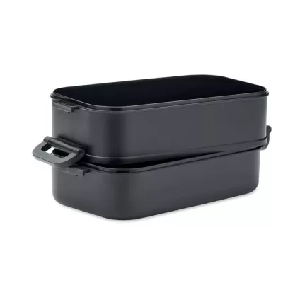 Lunchbox dwupoziomowy 2x800 ml z klamrami IDOLUNCH - Czarny (MO2119-03)