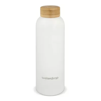 Butelka ze stali nierdzewnej Waterdrop z bambusową nakrętką 600 ml - biały (LT47002-N0001)
