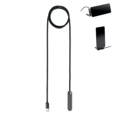 Kabel USB-C 60W z podstawką na telefon NIFTY - Czarny (MO3192-03)
