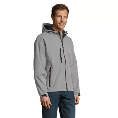 Softshell męski z kapturem 340 g/m² Sol's REPLAY MEN - Szary Melanż (S46602-GM)