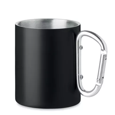 Kubek stalowy z karabińczykiem 300 ml TRUMBA - Czarny (MO6873-03)