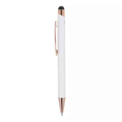 Długopis aluminiowy Prague grawer różowe złoto - biały (LT87887-N0001)