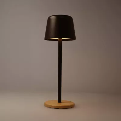 Lampa stołowa Solis z regulacją jasności i podstawą z bambusa - czarny (LT93353-N0002)