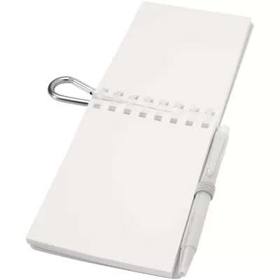 Lig Mini outdoorowy zestaw z notatnikiem w miękkiej okładce z tworzyw sztucznych pochodzących z recyklingu i długopisem (niebieski tusz) - Przezroczysty (10705101)