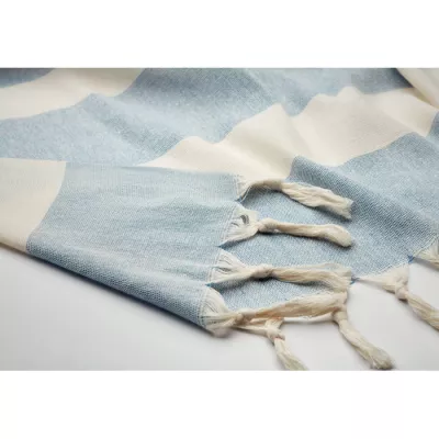 Ręcznik hammam z recyklingu 75x150 cm 140 g/m² AGOURA - Niebieski (MO6554-04)