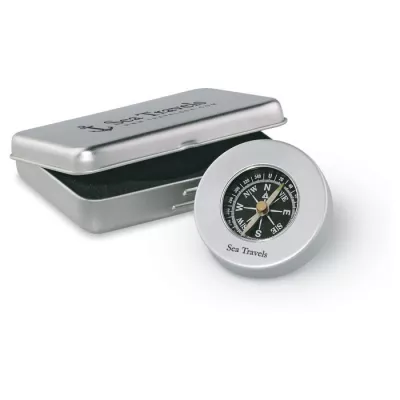 Kompas klasyczny aluminiowy w metalowym pudełku TARGET - Srebrny Mat (AR1249-16)