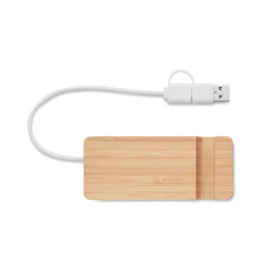 Hub USB 4-portowy w bambusowej obudowie HUBSTAND - Drewna (MO2144-40)