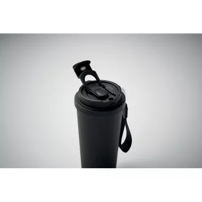 Kubek termiczny 2 w 1 ze stali 500 ml TOPAZ LARGE - Czarny (MO2662-03)