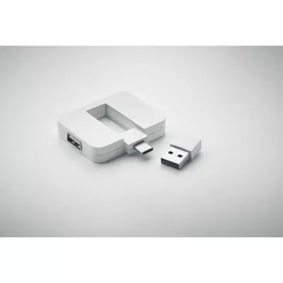 Hub USB 4-portowy z USB-C SQUARE-C - Bialy (MO2254-06)