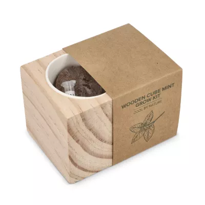 Zestaw drewnianych doniczek FSC – miętowy - naturalny-t (LT94574-N0094)