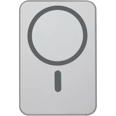 Powerbank Avis 5000 mAh z recyklingowanego aluminium posiadającego certyfikację RCS, z wbudowanym magnesem  - Srebrny (12444381)