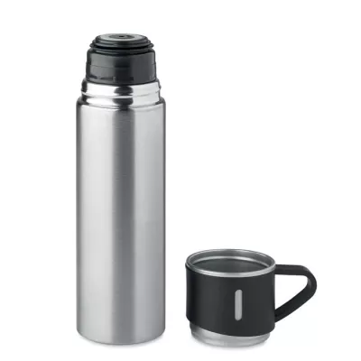 Termos dwuścienny 420 ml z kubkiem TONIA - Srebrny Mat (MO2117-16)
