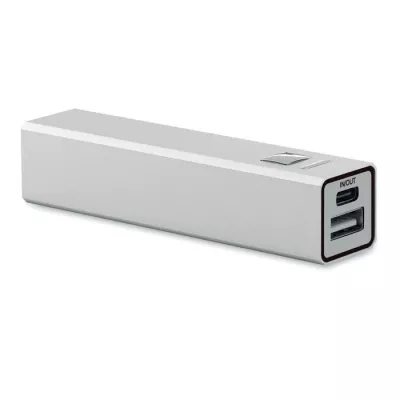 Powerbank 2600 mAh z aluminium z recyklingu POWERALUC - Srebrny Mat (MO2374-16)