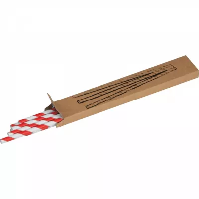 Słomki do napojów tekturowe 10 szt. LINA - czerwony (8119105)