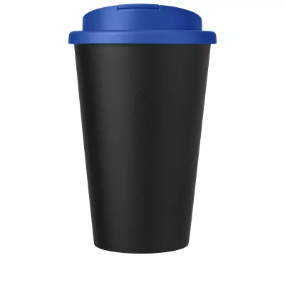 Kubek Americano® Eco z recyklingu o pojemności 350 ml z pokrywą odporną na zalanie - Czarny-Średnioniebieski (21042591)