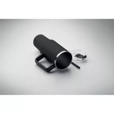 Kubek termiczny stalowy ze słomką 1200 ml SUMA - Czarny (MO2327-03)