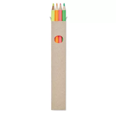 Zestaw 4 kredek zakreślaczy w pudełku BOWY - Wielokolorowy (MO6836-99)