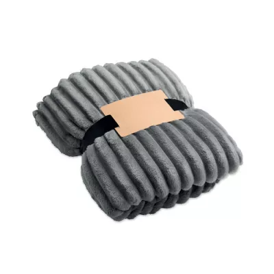 Koc polarowy RPET w paski 130x170 cm 450 g/m² NIEVE - Kamienny Szary (MO3184-15)