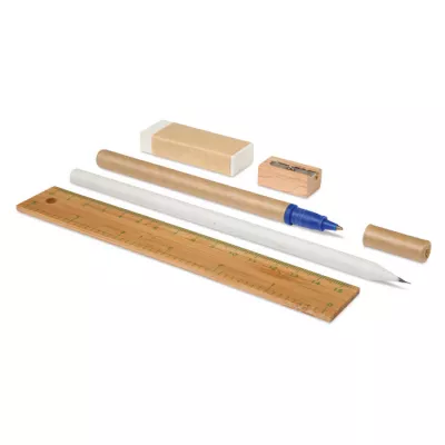 Zestaw biurkowy w etui z juty ECOSET - Bezowy (MO7755-13)