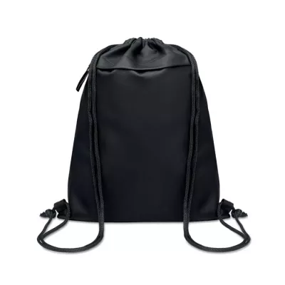 Worek ze sznurkiem z RPET 600D z kieszenią BANGKOK BAG - Czarny (MO2639-03)