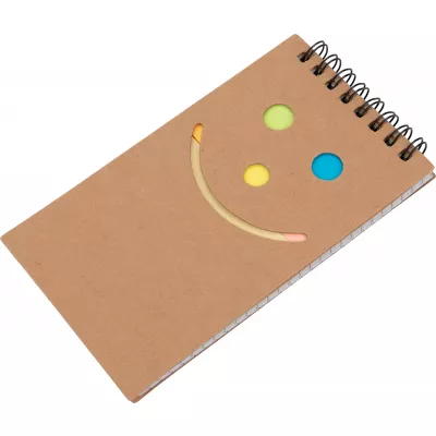 Notatnik w kratkę z karteczkami do markowania MANLIO - brązowy (2058301)