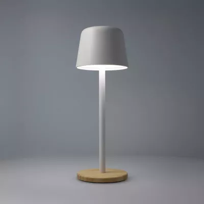 Lampa stołowa Solis z regulacją jasności i podstawą z bambusa - biały (LT93353-N0001)