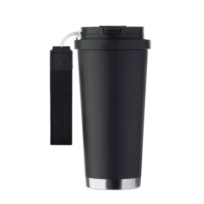 Kubek termiczny 2 w 1 ze stali 500 ml TOPAZ LARGE - Czarny (MO2662-03)