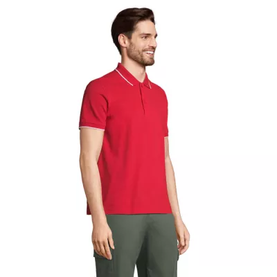 Koszulka polo unisex z prążkiem Sol's PALERMO - Jaskrawoczerwony / Biały (S04769-KA)