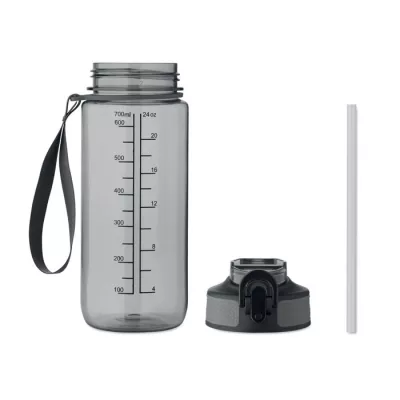 Butelka sportowa motywacyjna z RPET 700 ml ENKEL - Przezroczysty Szary (MO2792-27)