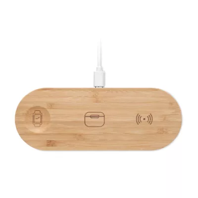 Stacja ładująca 3 w 1 15W w bambusowym etui RECPAD - Drewna (MO2729-40)