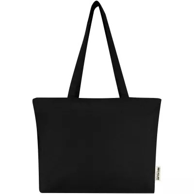 Torba bawełniana 320 g/m², 47x11x30,5cm Ningbo, zapinana na suwak - Czarny (12033190)