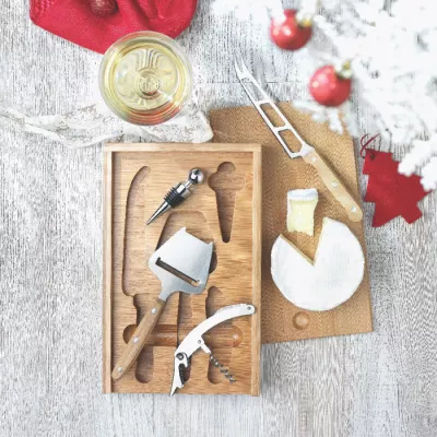 Zestaw do serów i wina z akcesoriami WINE&CHEESE - Drewna (MO8416-40)