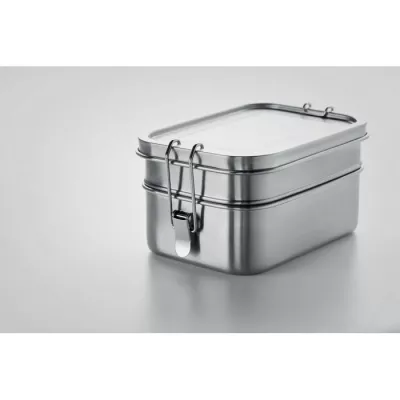 Pudełko na lunch stalowe 2 komory 1200 ml DOUBLE CHAN - Srebrny Mat (MO6212-16)
